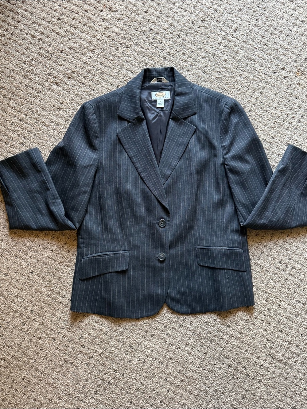 Talbots Gray Pinstripe Petites Stretch Blazer Size 12P